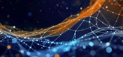 Data technology background. Abstract background. Connecting dots and lines on dark background. 3D rendering. 4k