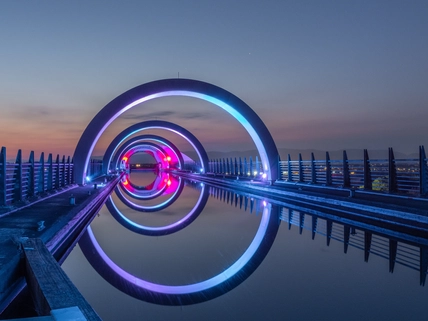 The canal leading to the top of the Falkirk Wheel