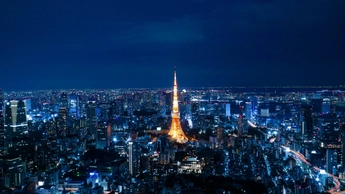 Light up night view in Tokyo